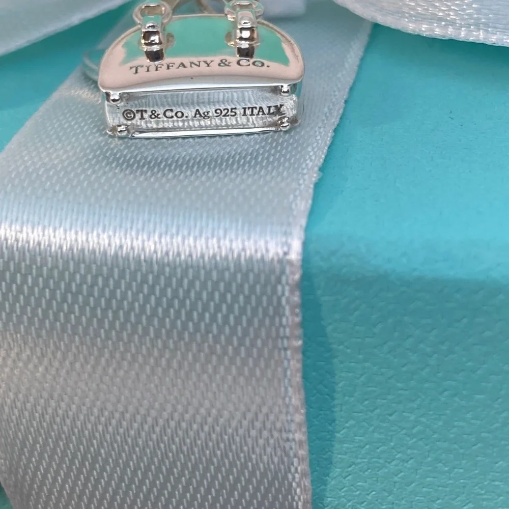 RARE Tiffany & Co. Blue Enamel Heart Purse Charm Pendant NEW w/ Box & Pouch 925 - Picture 7 of 7